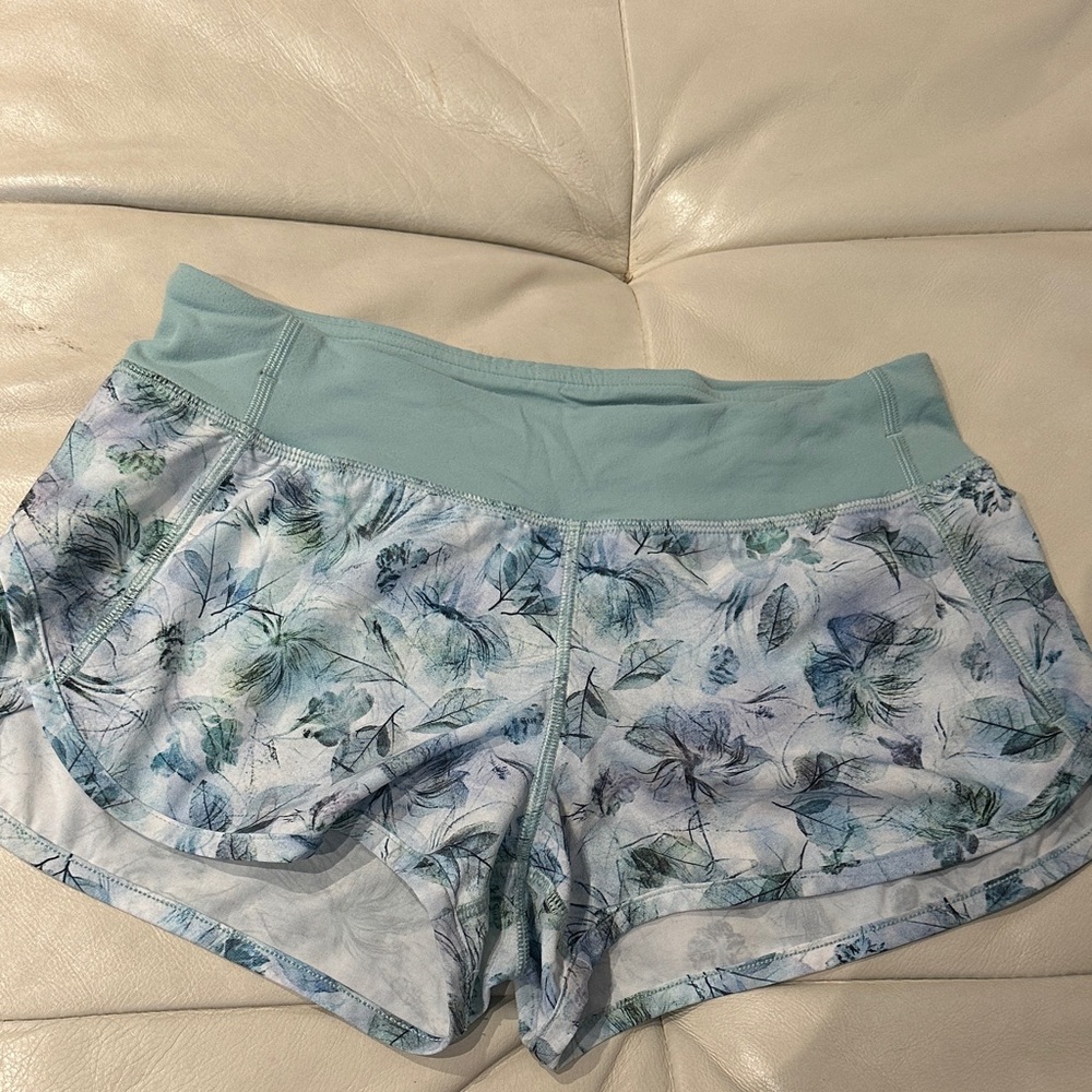Lululemon Athletica Blue Floral Athletic Shorts
